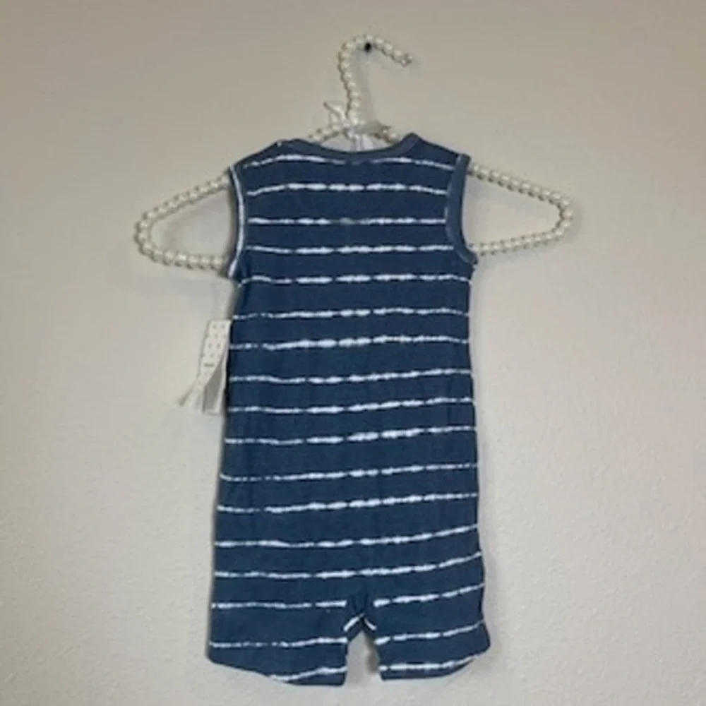 Nordstrom Baby Boy Girl 12 Months Unisex Blue Tie Dye Striped Sleeveless Romper